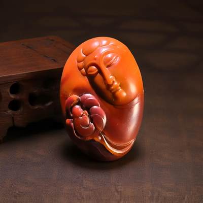 碧月说宝 君子怀瑾·当代和田玉清风专场(八) - 苏工名家魏海涛作品 花开见佛南红吊坠