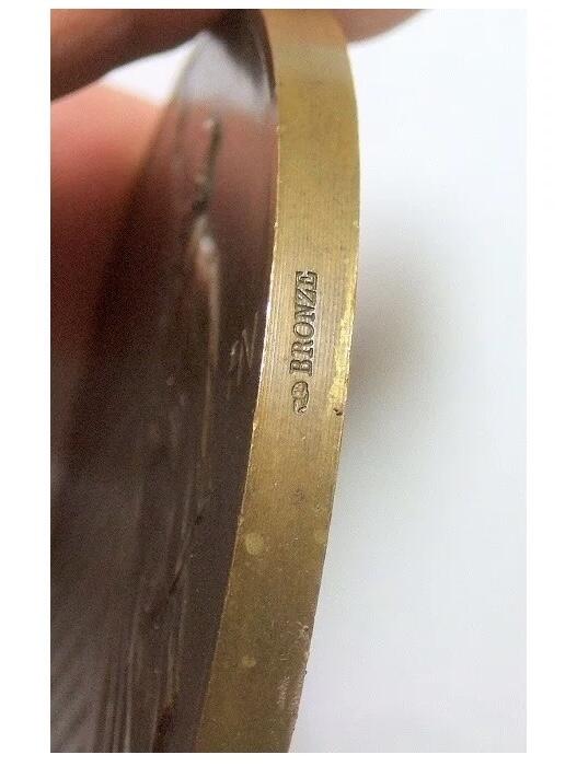 【艺术】法国艺术大章1914年 一战名将霞飞元帅马恩河战役战前演讲 高浮雕精制超大铜章 68MM 138克   