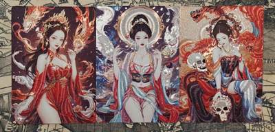 龙虎卡牌-八二场（满200元包邮，无佣金，每周六结拍，欢迎送拍） - 半粗3张 星宿文创 妖仙奇缘 - 连城&莲香&梅三娘