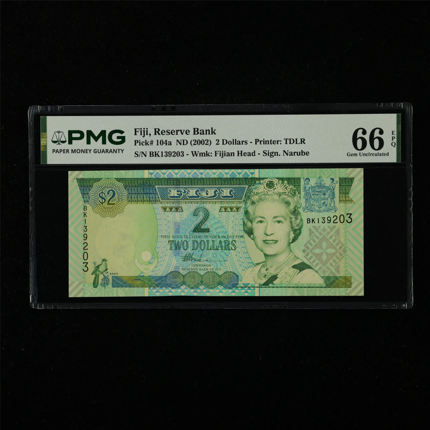 【亘邦集藏】第226期拍卖 2002年 斐济2元 PMG 66EPQ BK139203