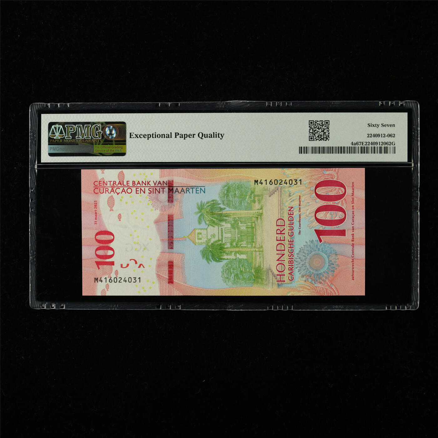 【亘邦集藏】第227期拍卖 2025年 库拉索&圣马丁100古尔登 PMG 67EPQ M416024031