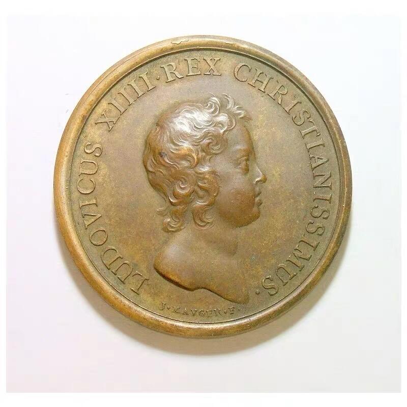 【艺术】法国艺术大章1648年 太阳王路易十四少年像法西战争 高浮雕精制大铜章  40MM