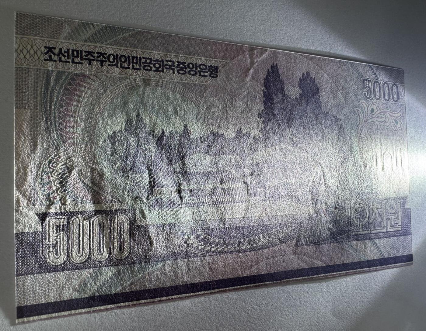 2026第7场（总第234期）：精品外钞、塑料钞、测试钞综合场  Error序列号移位/未裁切带底边 朝鲜2006年版5000元AUNC（有浅压痕）