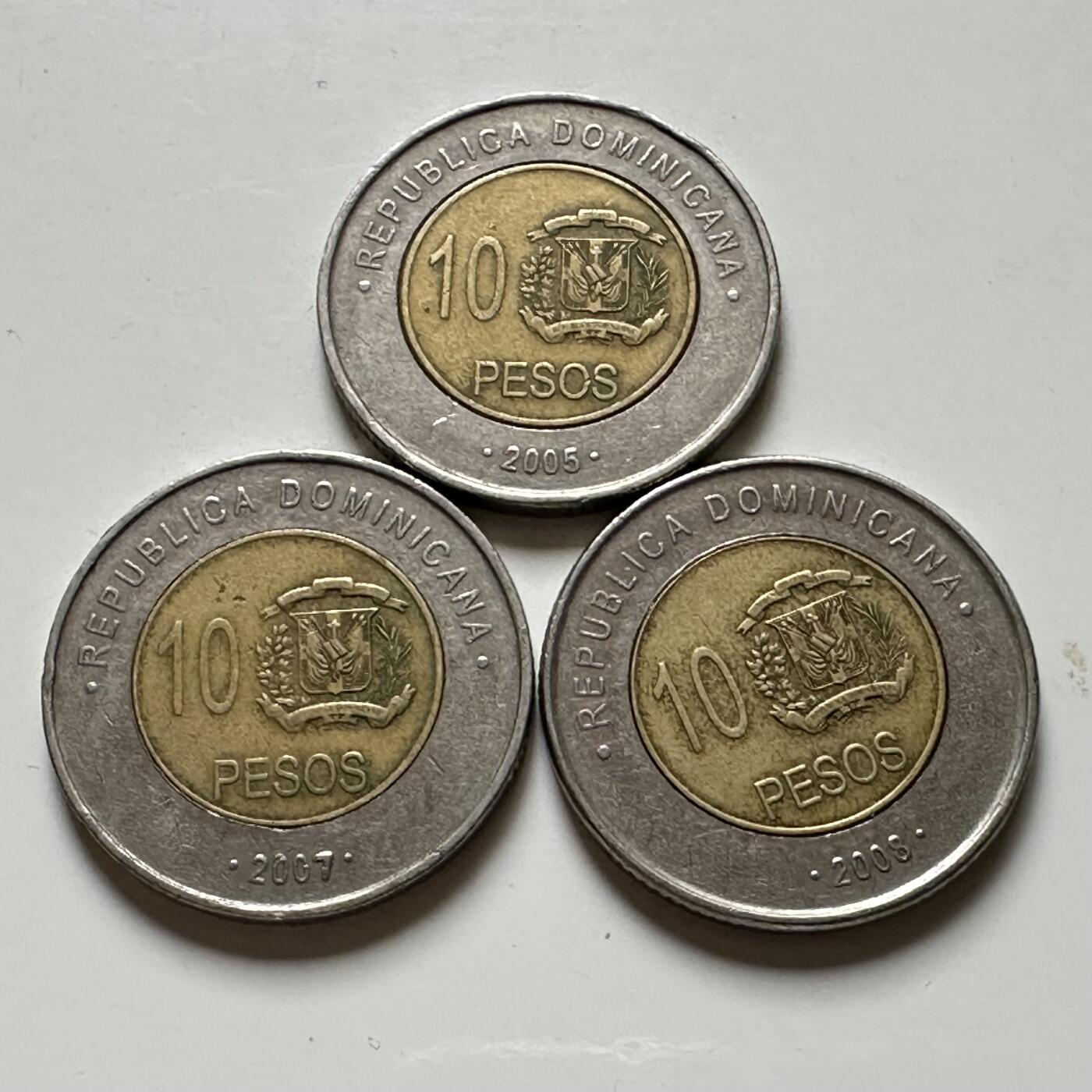 🌹外币初藏🌹🐯2026年第40场   每周二四六晚8️⃣点 世界钱币 多米尼加10比索 三枚