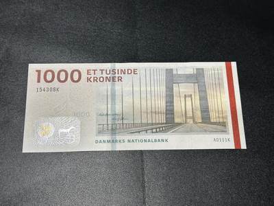 《外钞收藏家》第六百二十六期（精品场）（长期征集拍品、欢迎藏友们联系合作） - 丹麦桥版1000克朗 全新UNC A0冠