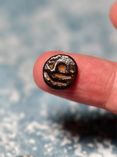 抚柳草堂-第二十八期章牌钱币  奖章勋章 满百包邮 放漏专场 三佛齐王国末期至满者伯夷王国早期打制小银币 1.2g重 正面有檀香花徽记，背面爪哇岛文，面值1 Unit或称Masa