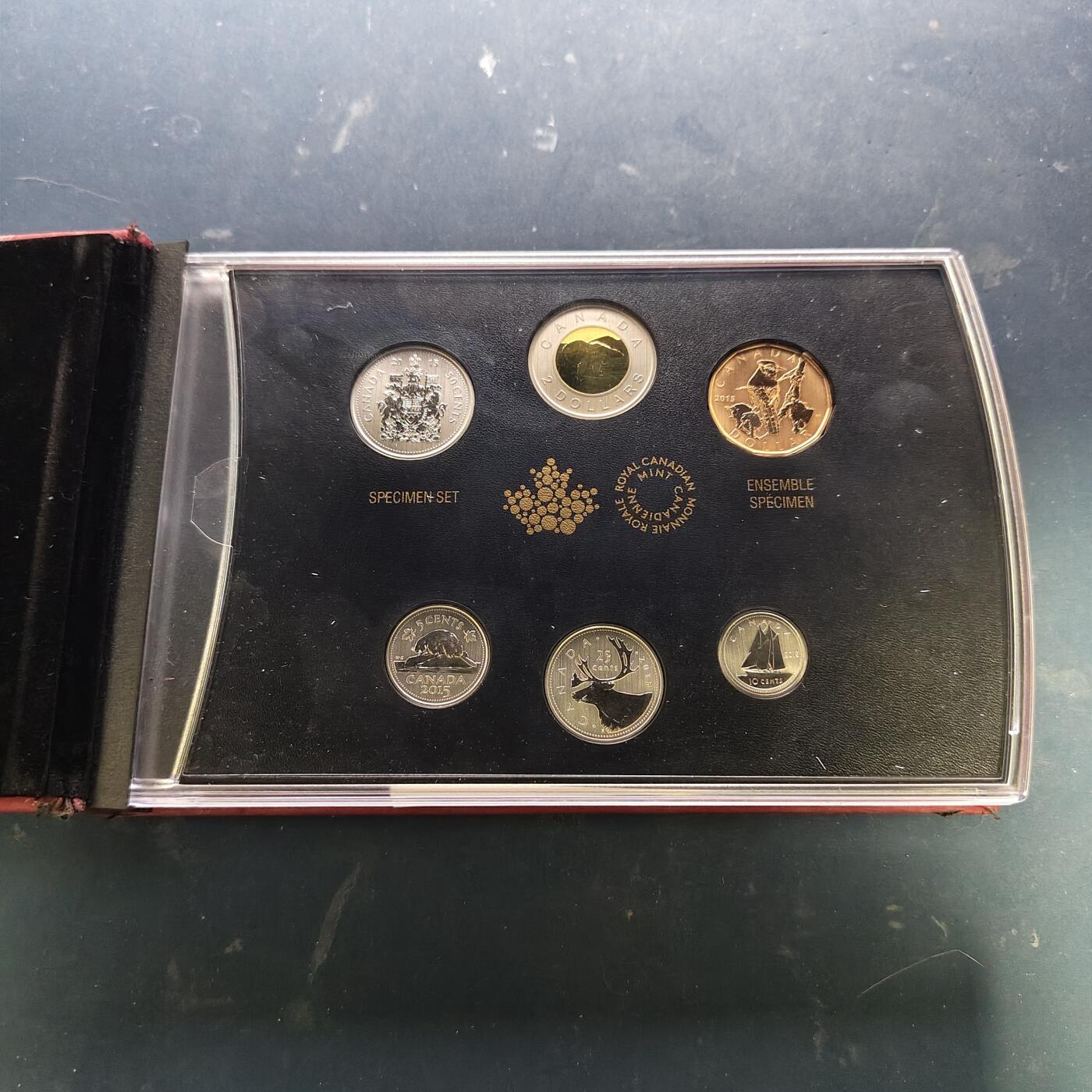 【全场包邮】纯粹捡漏拍521场 加拿大2015年Specimen Set官方封装套币-含特别版蓝松鸦1元（仅随套币发行）-盒证全