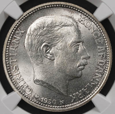 修遠堂世界钱币第111期 - NGC MS66 1930年丹麦国王60大寿纪念2克朗银币