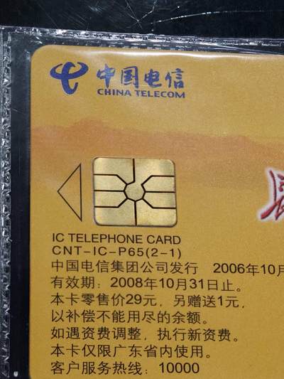 公藏第63期裸卡拍卖 电信IC新卡（IC-65  长征）2全原封套广东版，芯片看图。