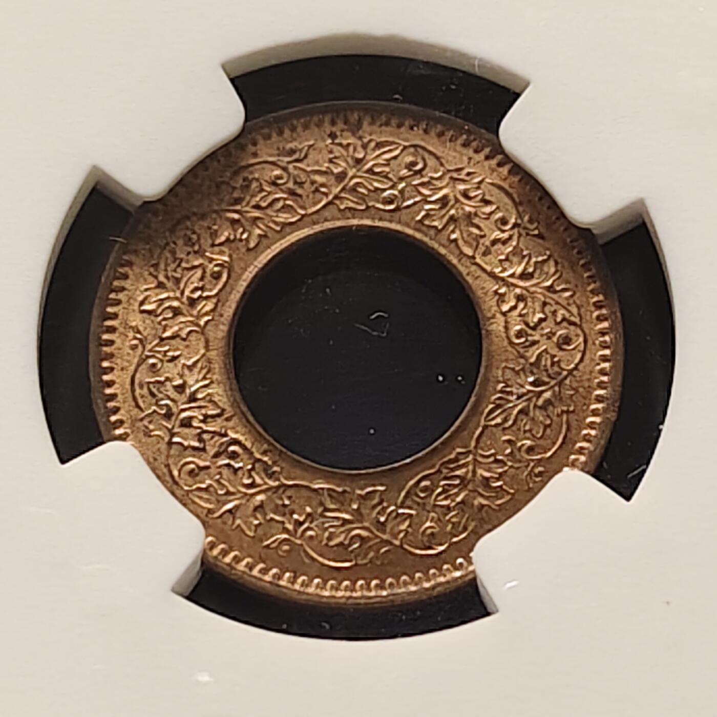 【全场包邮】纯粹捡漏拍521场 【收藏级】英属印度1944年1派斯铜币-NGC MS65 RB（最高分67）