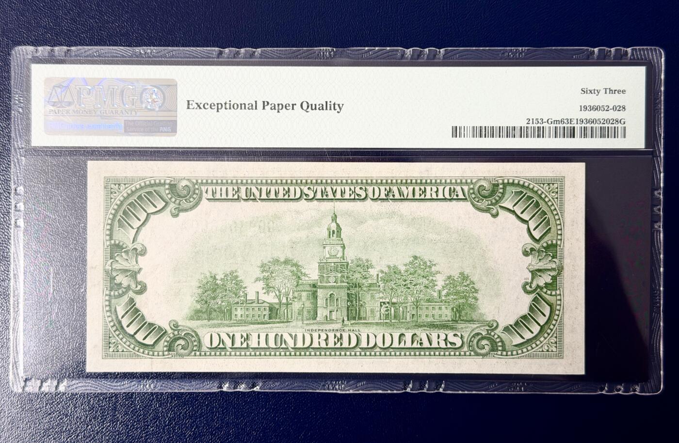 《外钞收藏家》第六百二十六期（精品场）（长期征集拍品、欢迎藏友们联系合作） 【无47豹子身】美国1934A版100美元 芝加哥联储 PMG63EPQ 品相周正居中度好