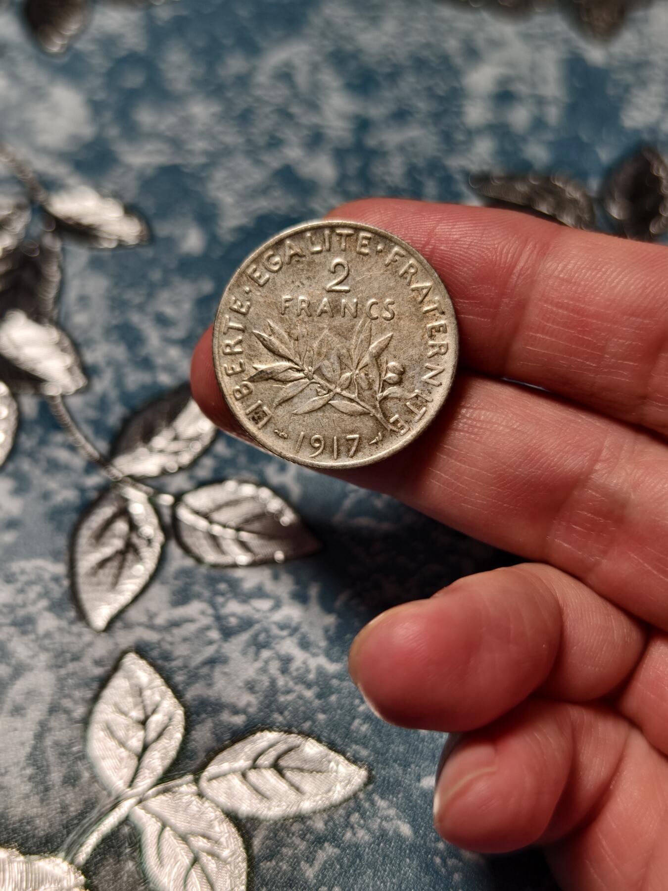 抚柳草堂-第二十四期章牌钱币  奖章勋章 满百包邮 放漏专场 1917法国2法郎播种女神银币 重10.1g 法兰西第三共和国时期经典流通银币 雕刻家名家Oscar Roty设计 彩光漂亮细节到位