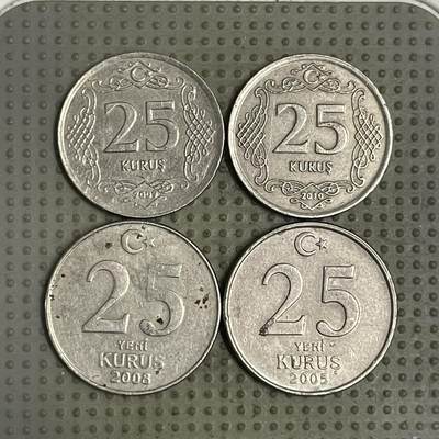 2026年第43场各国散币拍卖（总第193场） - 土耳其25库鲁斯4枚