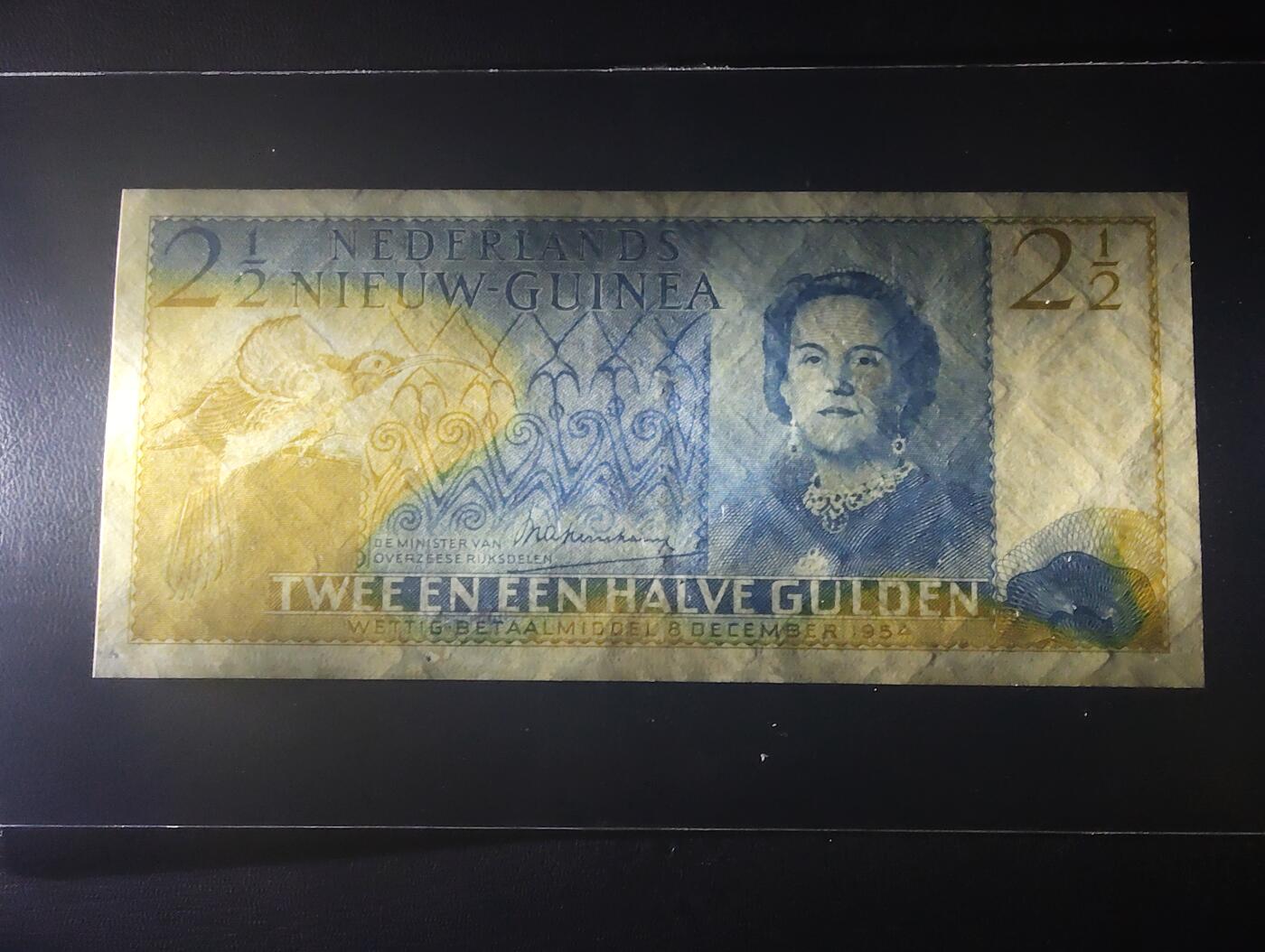 2026四月第二期，总第223期 荷属新几内亚（现新几内亚岛的一部分）1954版2.5盾AUNC，极其稀有的地区纸币，朱丽安娜女王，新几内亚此时期发行的纸币几乎难得一见