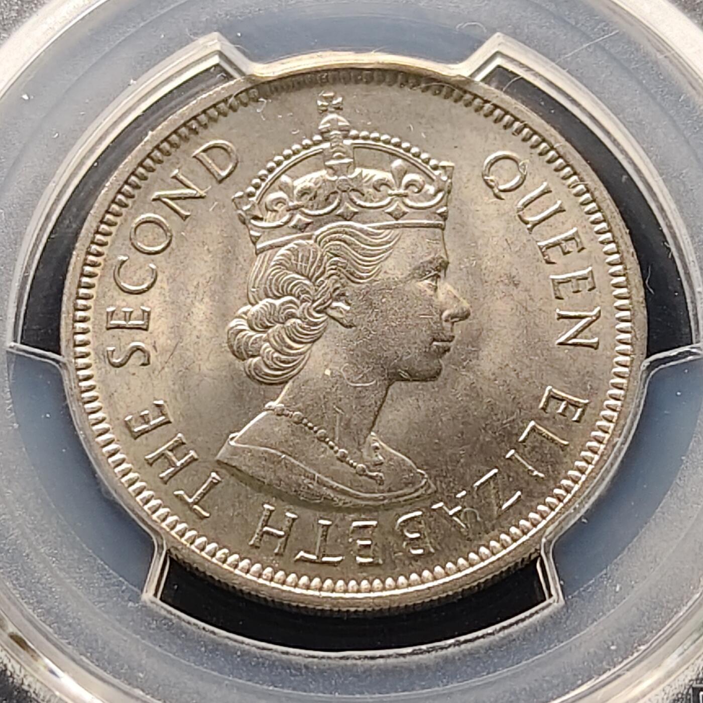 【全场包邮】纯粹捡漏拍521场 香港1972年高冠女王大版1元（仅发行于1971-1975年）-PCGS MS64