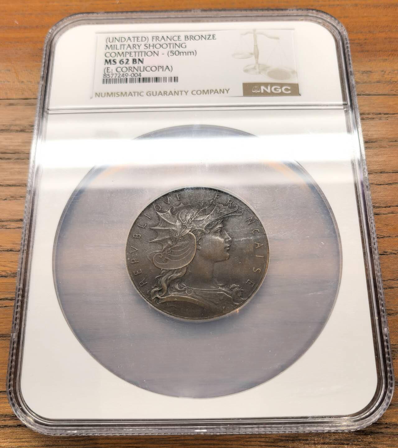 凡希社世界钱币微拍第三百二十二期 十九世纪法国军事射击竞赛纪念大铜章NGC-MS62