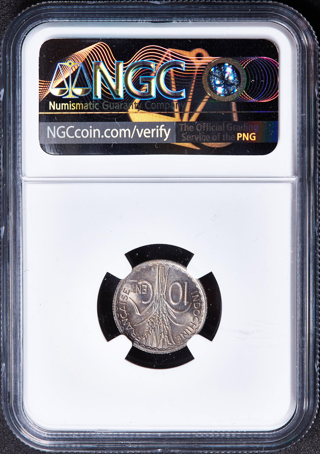 【俄甄集藏】满园春色-2026年(051)04-22星期三 晚 19:30 全场包邮 法属印度支那1941年S版10分镍币，NGC MS64，黄油彩，转光品相