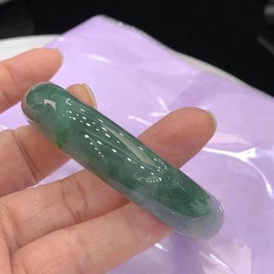 冰糯种油青色缅甸翡翠手镯 - 冰糯种油青色缅甸翡翠手镯