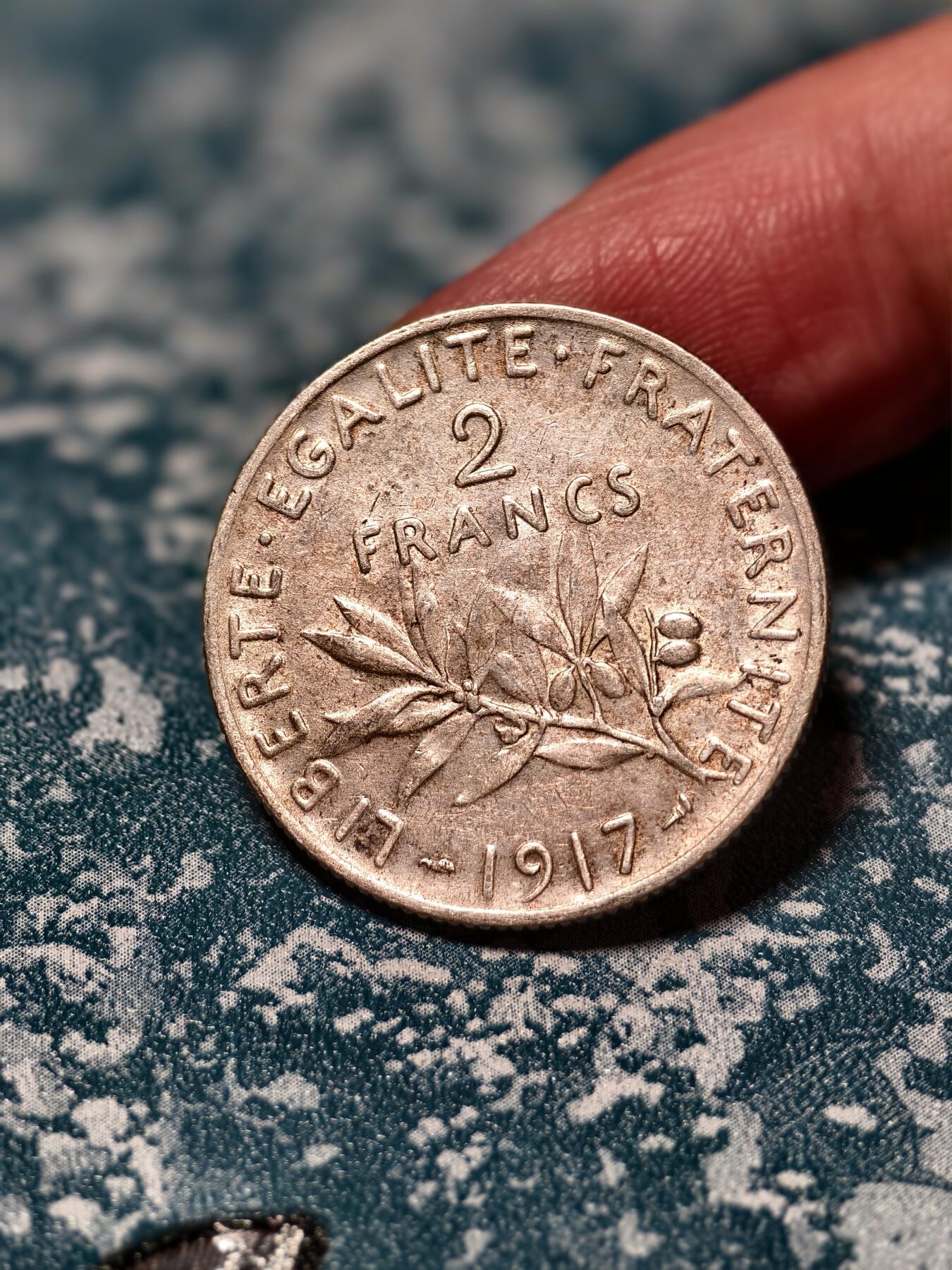 抚柳草堂-第二十四期章牌钱币  奖章勋章 满百包邮 放漏专场 1917法国2法郎播种女神银币 重10.1g 法兰西第三共和国时期经典流通银币 雕刻家名家Oscar Roty设计 彩光漂亮细节到位