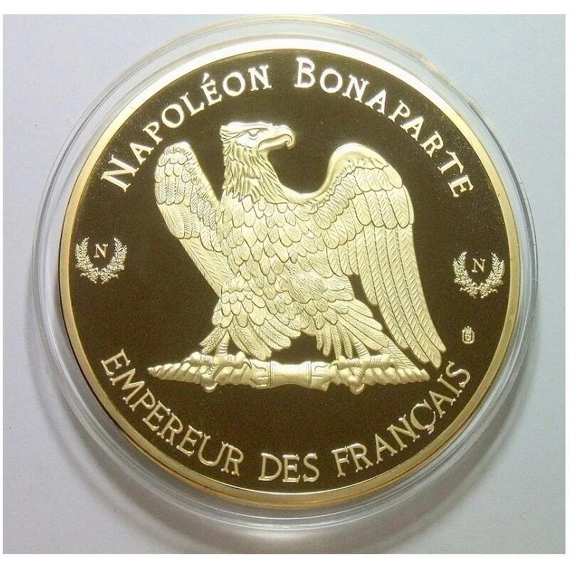 【艺术】法国艺术大章 拿破仑加冕大典+帝王鹰 高浮雕精制彩色超大镀金章 70MM 121克