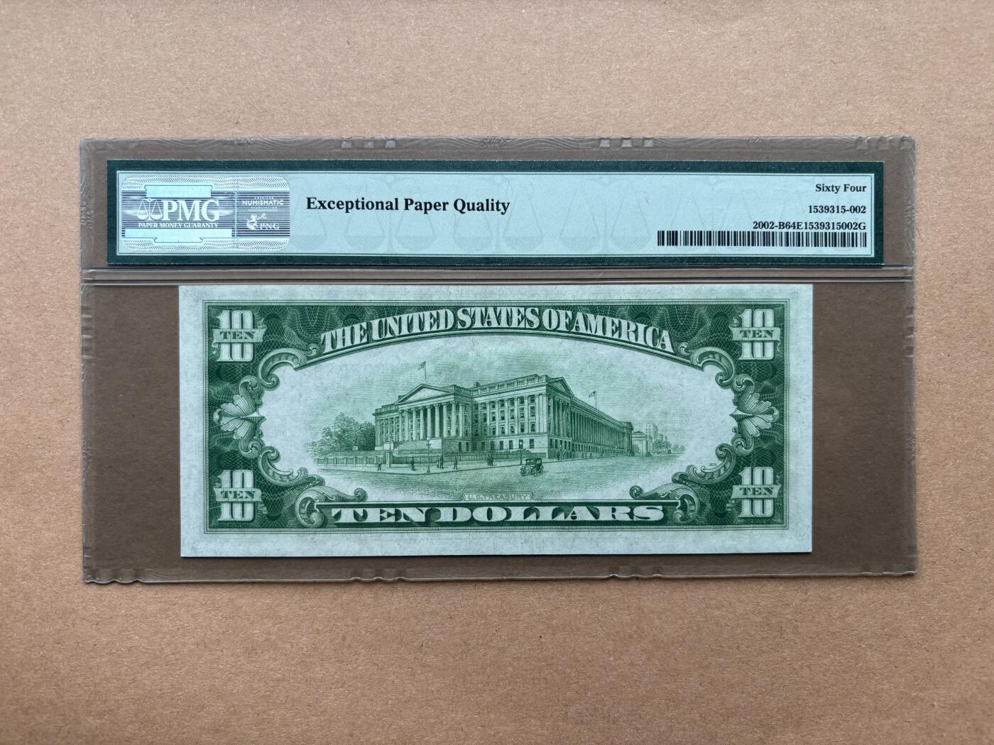 【礼羽收藏】🌏世界钱币拍卖第132期 1928B版 10美 稀少浅绿色 PMG64E