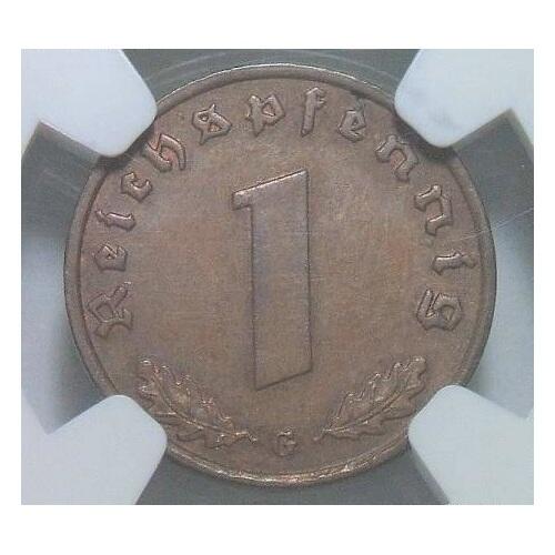 稀年 NGC MS62 德国第三帝国1936年G版1芬尼 难得原光