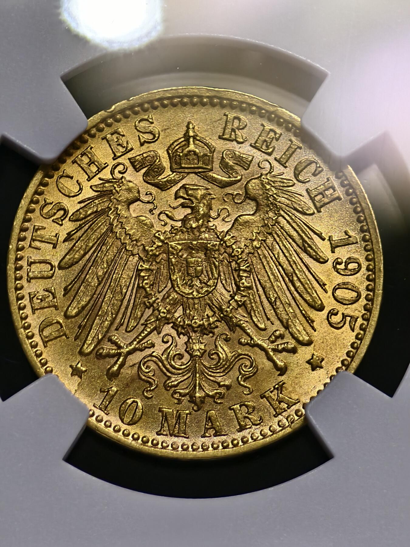 NGC-MS63德国1905年符腾堡10马克金币