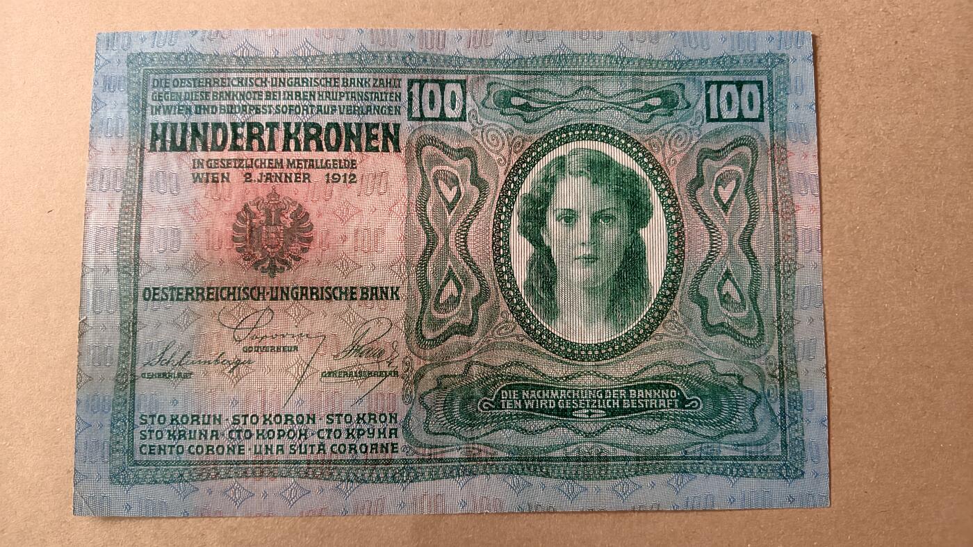 【礼羽收藏】🌏世界钱币拍卖第132期 奥地利100克朗 1912年 美女钞 无加盖稀有版本 