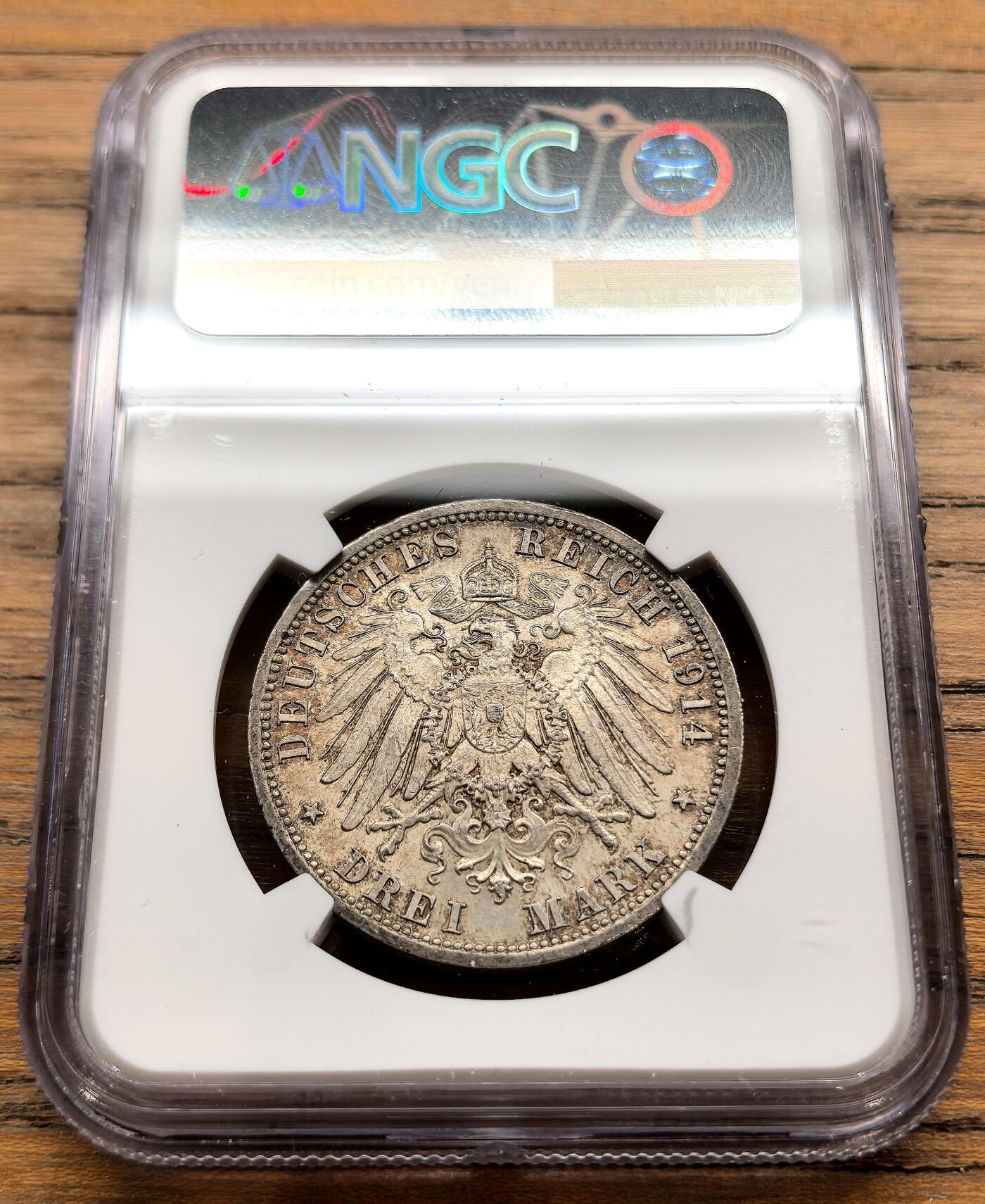 凡希社世界钱币微拍第三百二十二期 1914A德国普鲁士军装3马克NGC-MS64