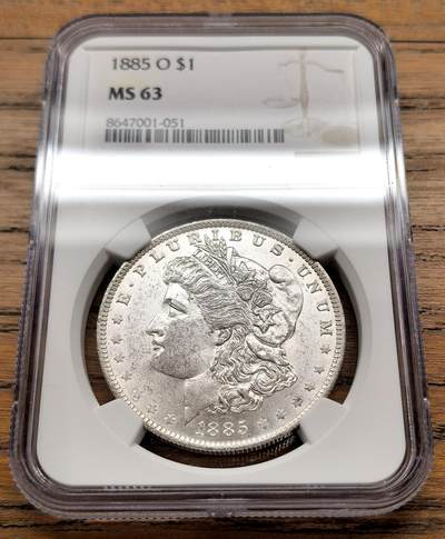 凡希社世界钱币微拍第三百二十二期 - 1885O美国摩根壹元大银NGC-MS63，原色银光品。
