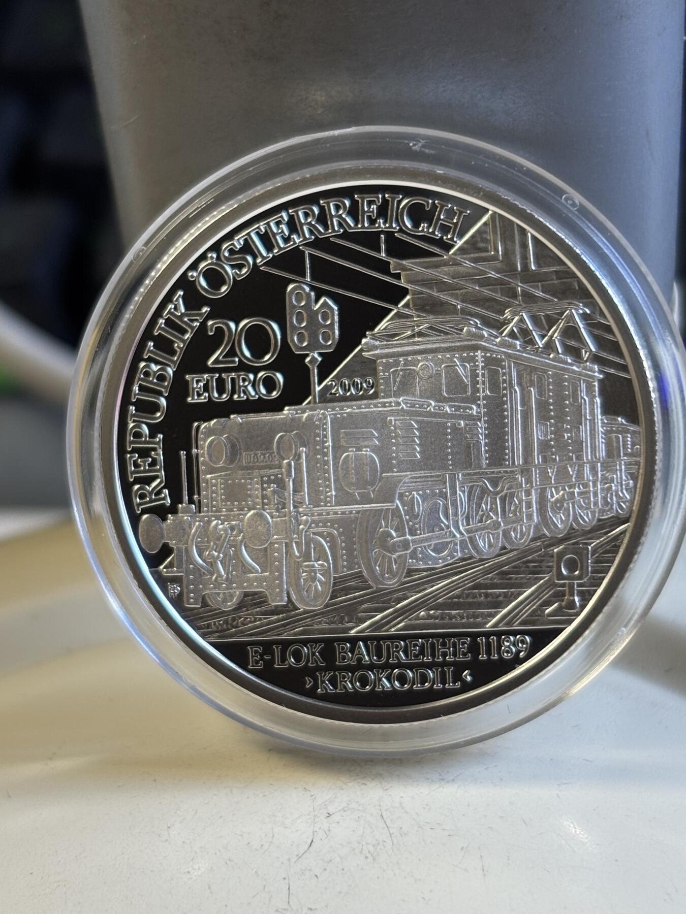 第197期拍卖 奥地利2009年铁路系列5电气化铁路精制纪念银币，900银，18克，发行50000枚