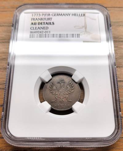 凡希社世界钱币微拍第三百二十二期 - 1773法兰克福自由市Heller铜币NGC-AUD