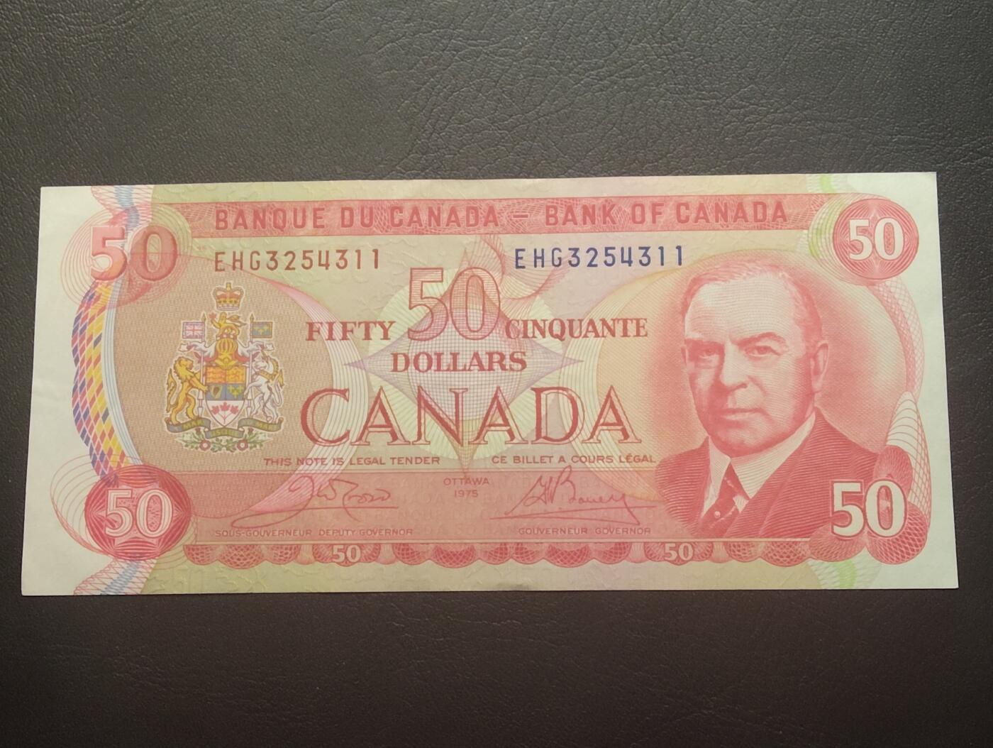 2026四月第二期，总第223期 加拿大1975版50元AUNC 麦肯齐金总理和皇家骑警