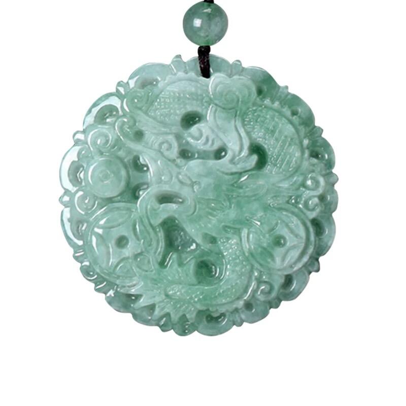 缅甸正品玉石翡翠龙牌吊坠项链玉龙牌挂件