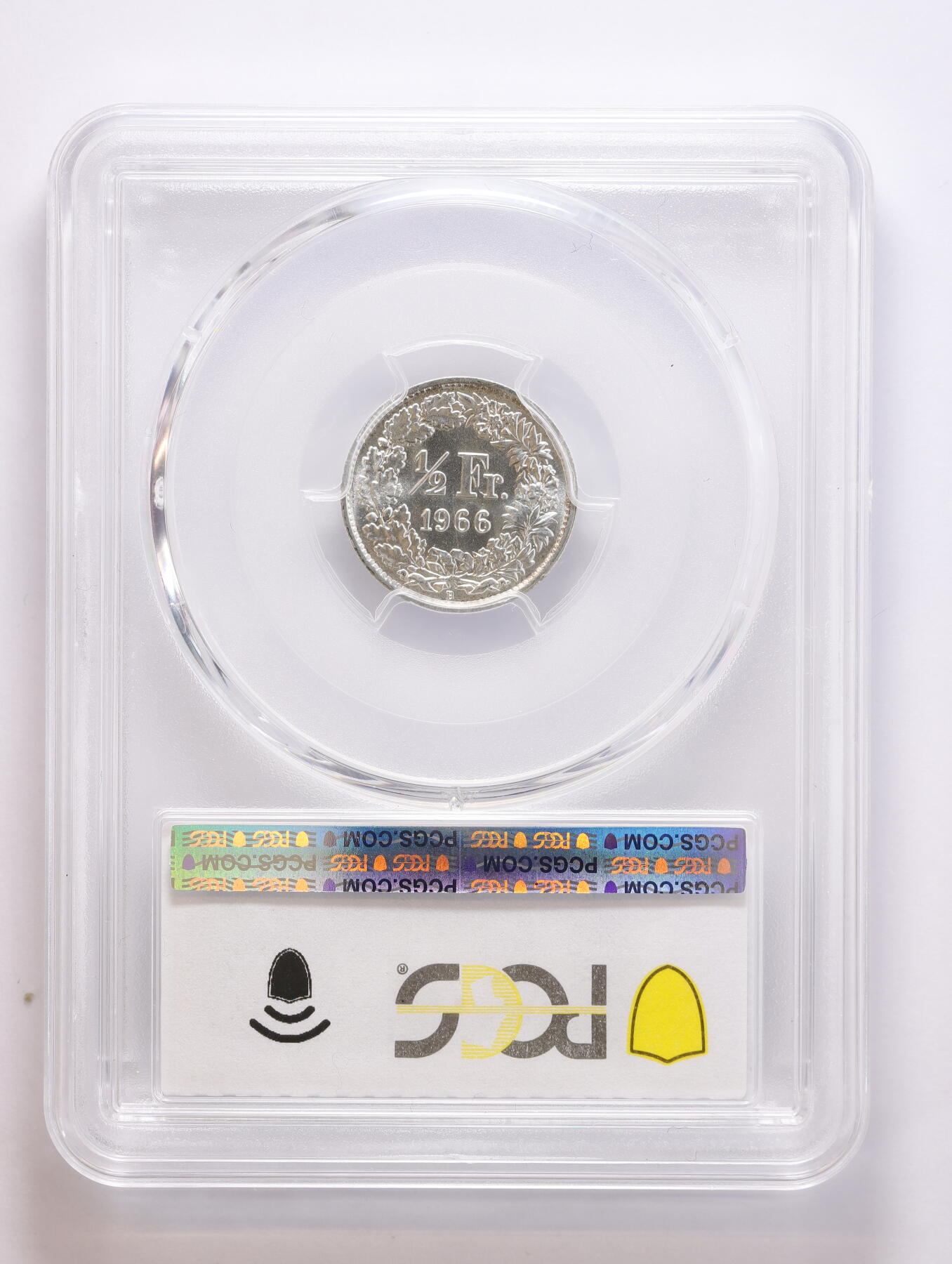 观钱 近现代机制币拍卖No.008（全场顺丰包邮，不区分偏远地区）  1966 B 瑞士 “海尔维蒂亚女神” 1/2 法郎银币 PCGS MS67   “小币高分” 热门