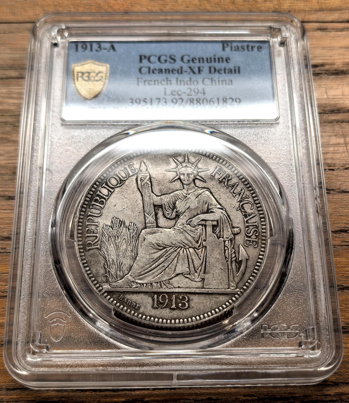 凡希社世界钱币微拍第三百二十二期 1913A法属印度支那皮亚斯特大银PCGS-XFD