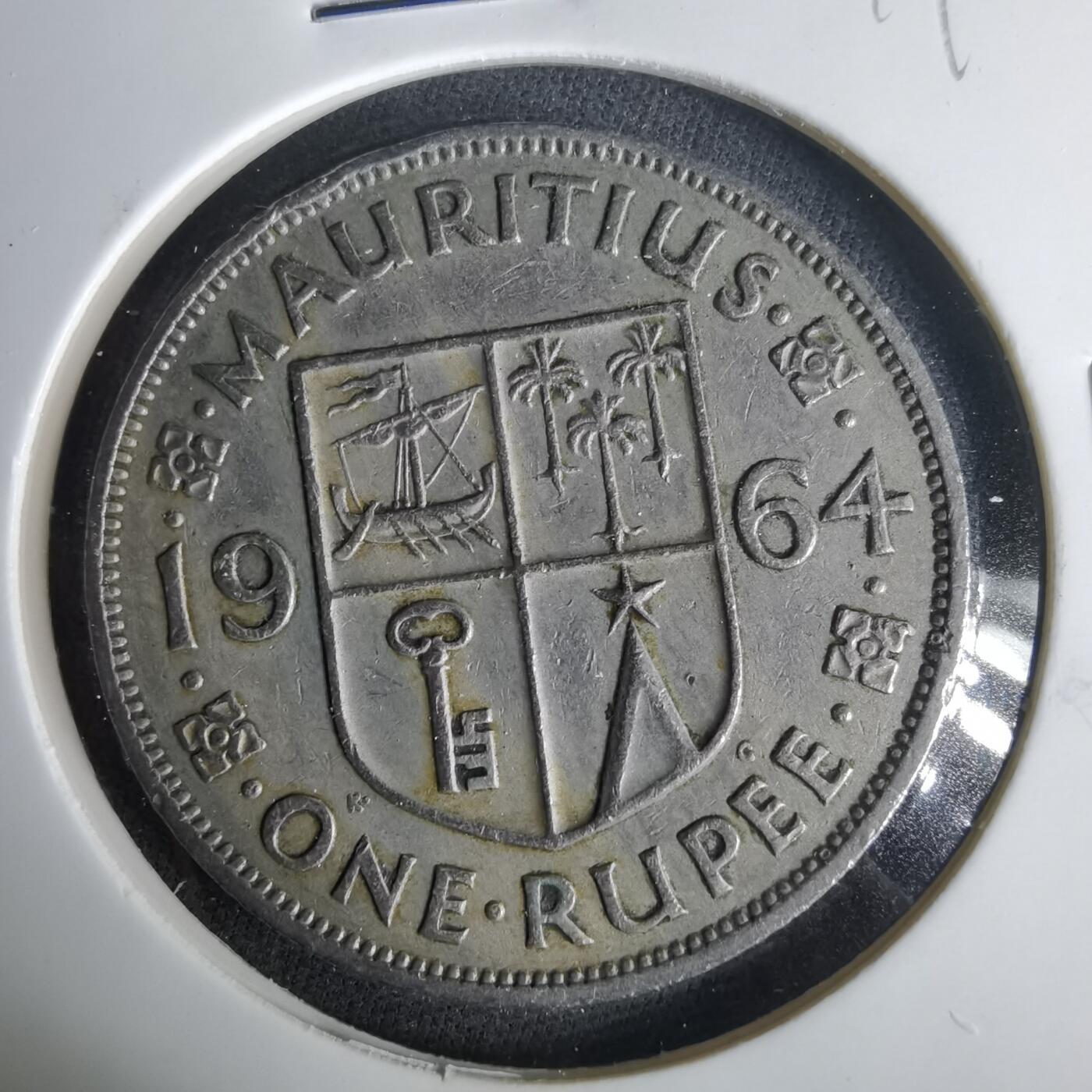 沼泽如烟--第1049场 毛里求斯1964年1卢比