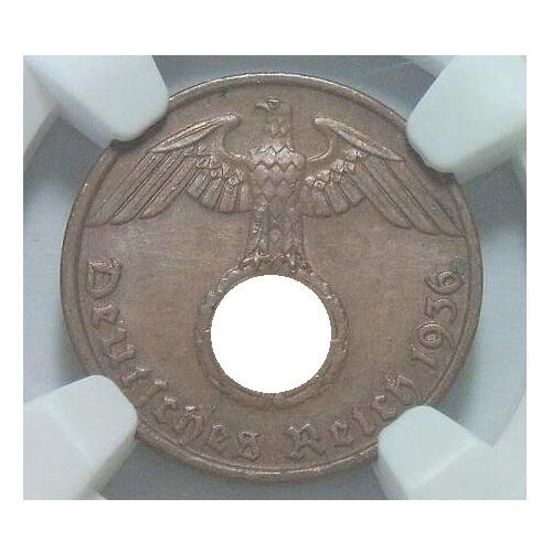 稀年 NGC MS62 德国第三帝国1936年G版1芬尼 难得原光