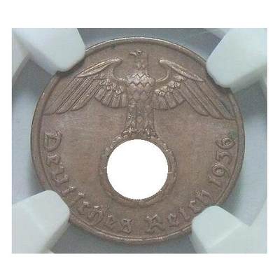 稀年 NGC MS62 德国第三帝国1936年G版1芬尼 难得原光 - 稀年 NGC MS62 德国第三帝国1936年G版1芬尼 难得原光