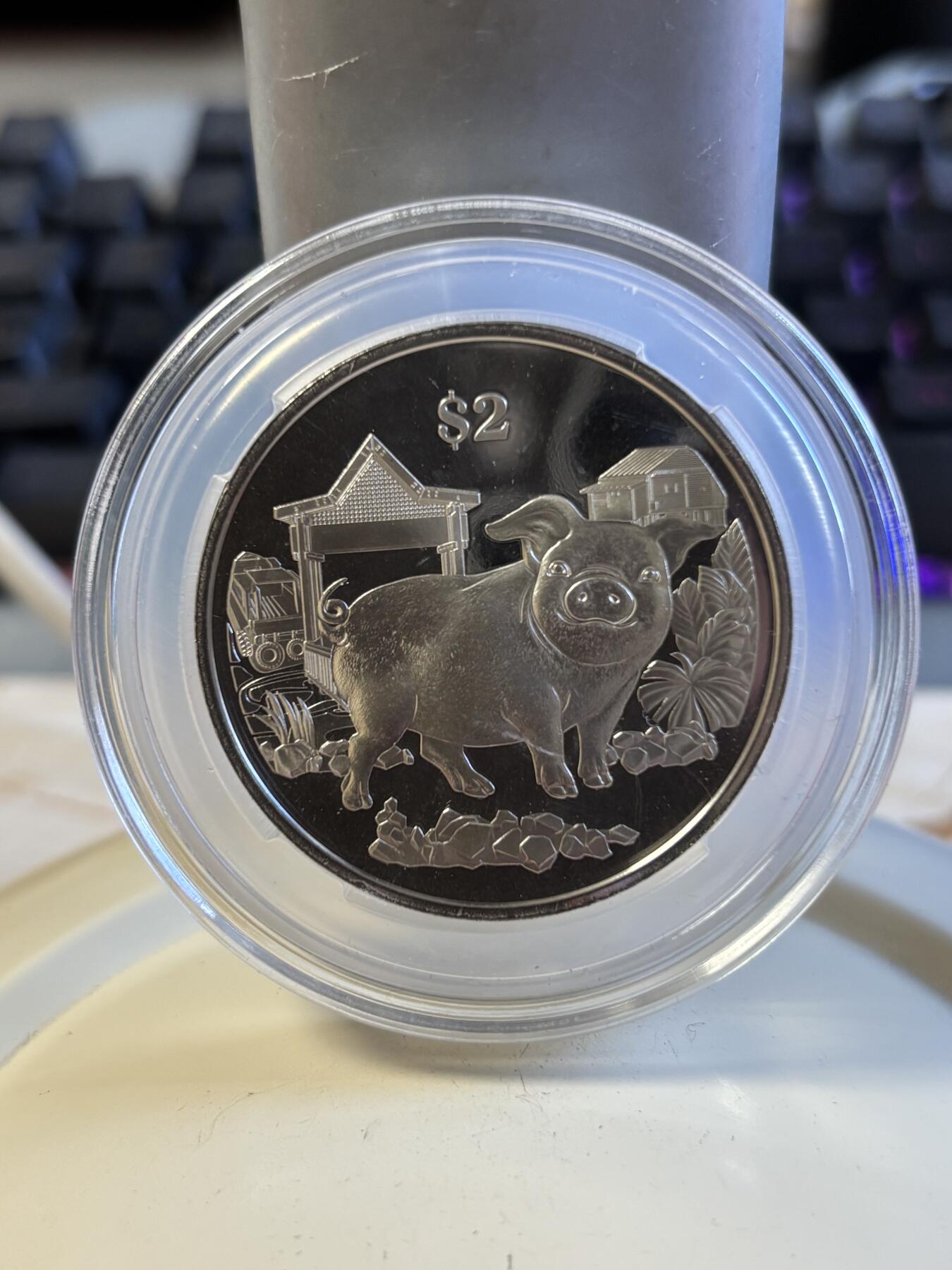 第196期拍卖 新加坡2019年十二生肖猪年铜镍纪念币带盒证书