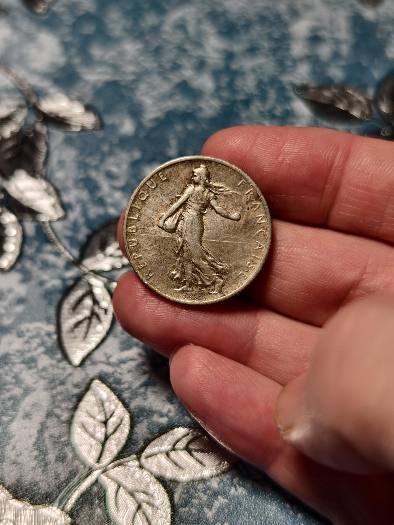 抚柳草堂-第二十四期章牌钱币  奖章勋章 满百包邮 放漏专场 1917法国2法郎播种女神银币 重10.1g 法兰西第三共和国时期经典流通银币 雕刻家名家Oscar Roty设计 彩光漂亮细节到位