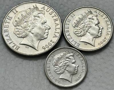 文馨钱币收藏第 299 场，长期接代拍业务 - 原光好品 2006 年澳大利亚清年份 3 枚套