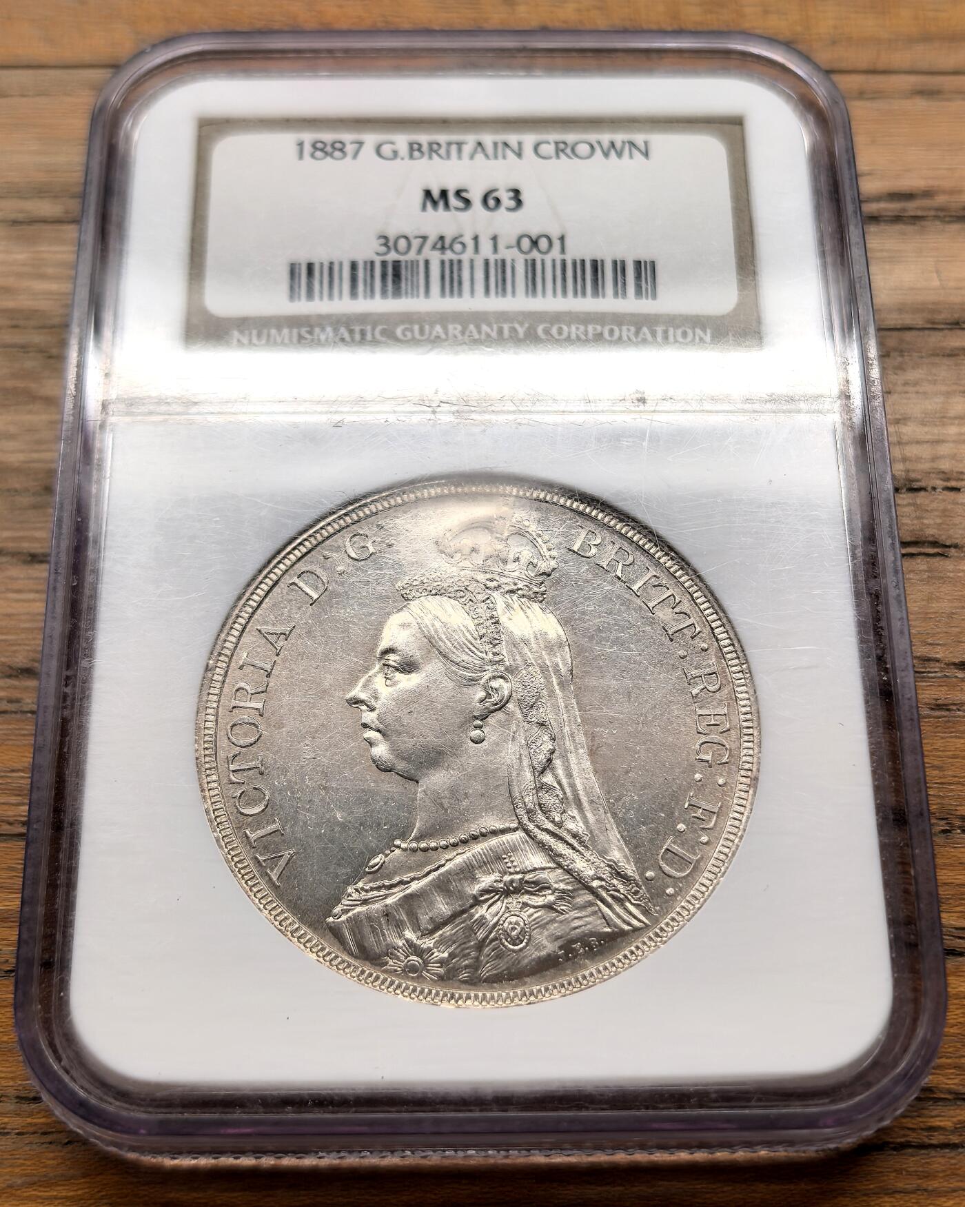 凡希社世界钱币微拍第三百二十二期 1887英国老维高冠克朗NGC-MS63