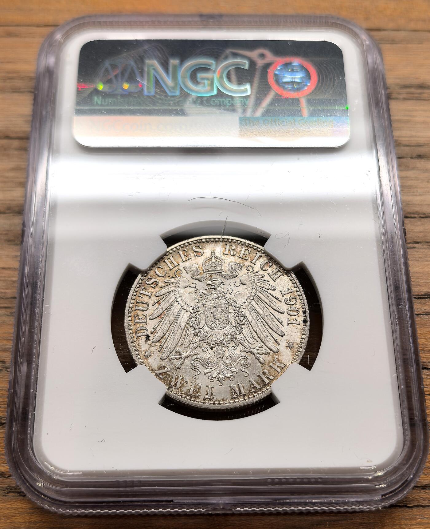 凡希社世界钱币微拍第三百二十二期 1901A德国普鲁士王国200周年2马克纪念银币NGC-MS64