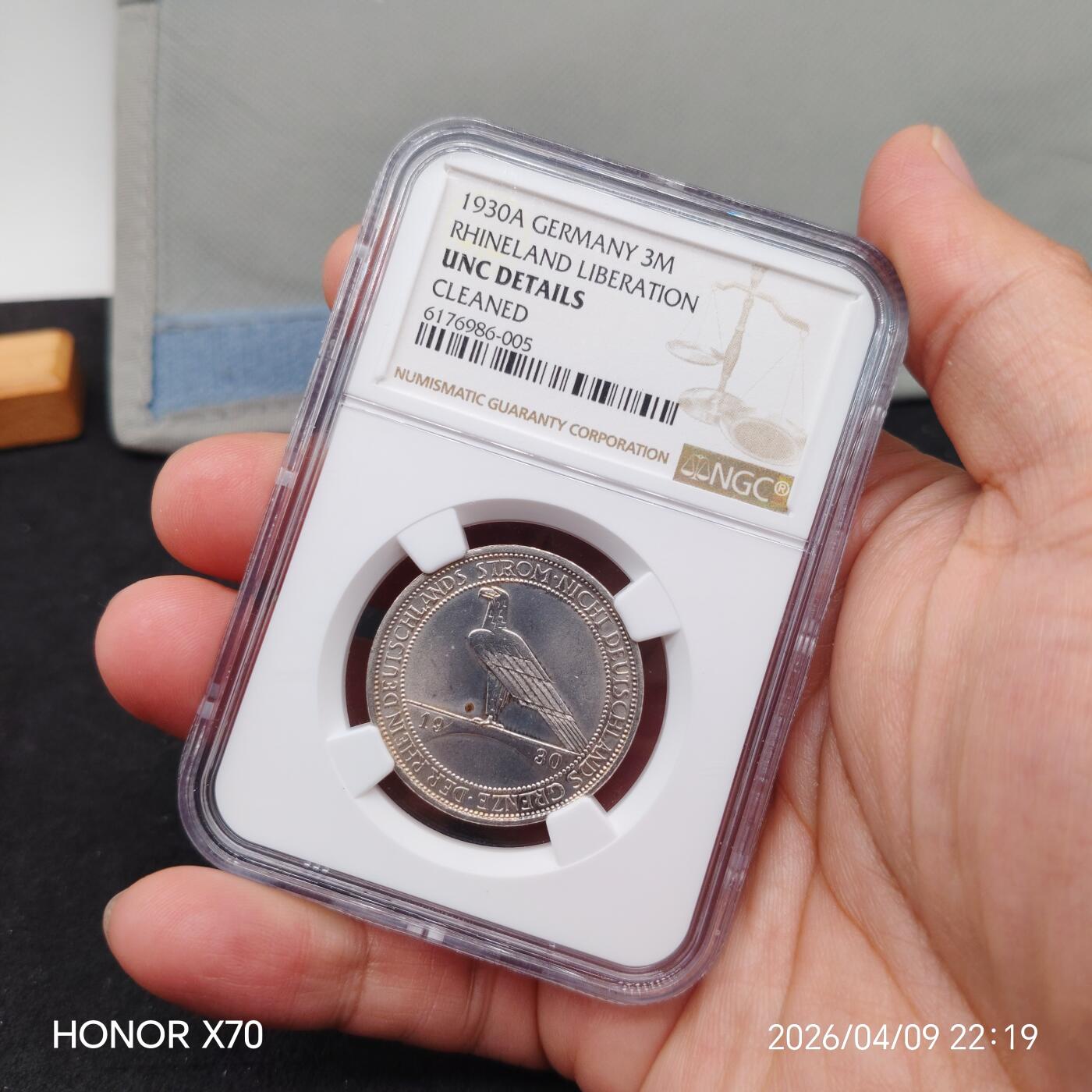 德国魏玛1930年3马克莱茵解放银币