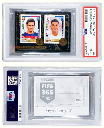 中贸圣佳2026四季・迎春拍卖会 六盈堂藏泉 钱币 证章 卡牌专场 - 帕尼尼 FIFA365 官方收藏贴纸-梅西/罗纳尔多金色特别版