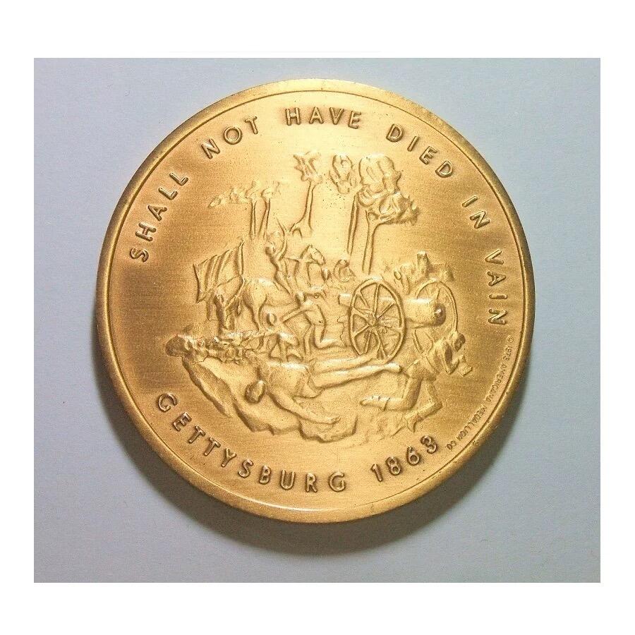 【旋风钱币】4月18日19:00准时开拍 精美欧洲币章、银币银章、第三帝国钱币等 全场包邮！ 美国纪念林肯总统葛底斯堡战役 高浮雕精制大铜章 50MM