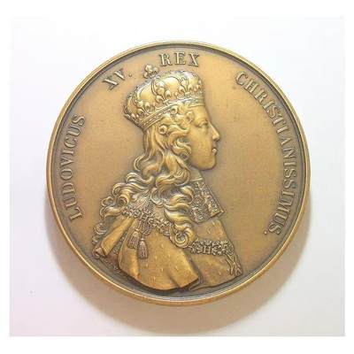 【艺术】法国艺术大章1722年 路易十五加冕仪式高浮雕精制超大铜章 72MM 210克 - 【艺术】法国艺术大章1722年 路易十五加冕仪式高浮雕精制超大铜章 72MM 210克