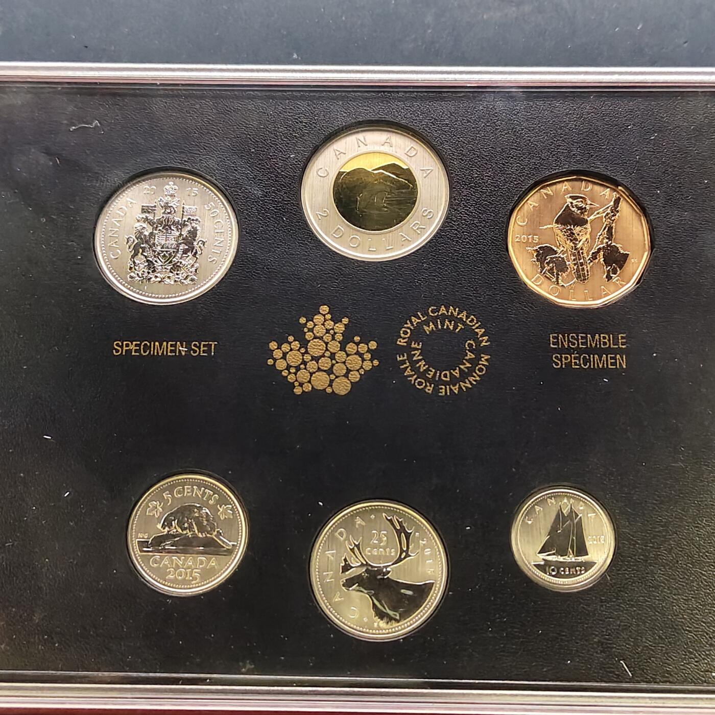 【全场包邮】纯粹捡漏拍521场 加拿大2015年Specimen Set官方封装套币-含特别版蓝松鸦1元（仅随套币发行）-盒证全