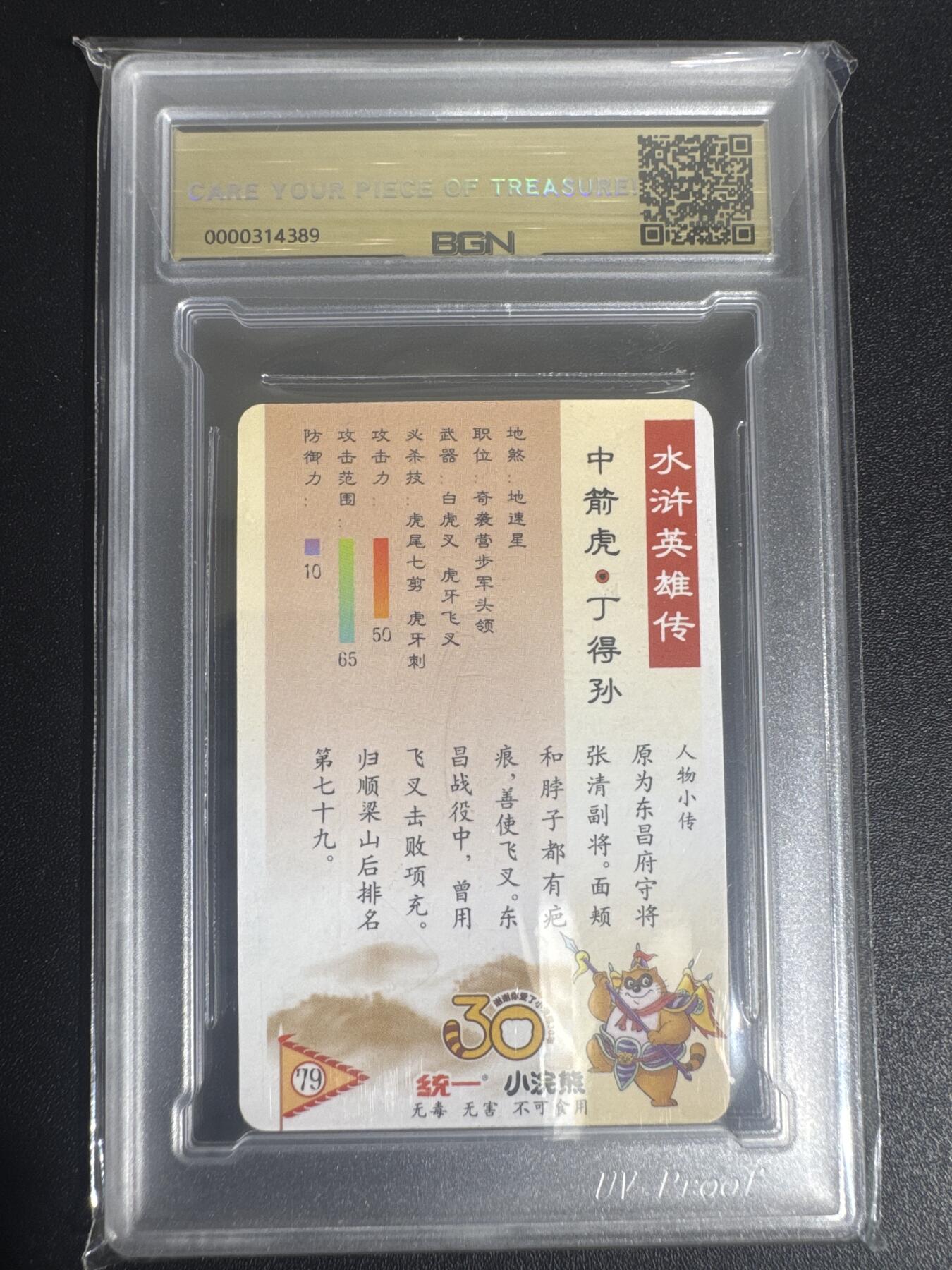 NO.30 好又多金牌大场，每周一站式配齐，方便凑单！（周6晚9点截拍，卖家送拍0抽成！） 2025小浣熊30周年 水浒英雄传 中箭虎丁得孙 小卡 粗闪卡 BGN评级 五星 收藏必备